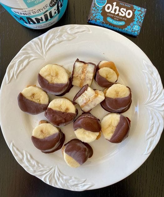 Frozen Chocolate Covered Peanut Butter Banana Bites