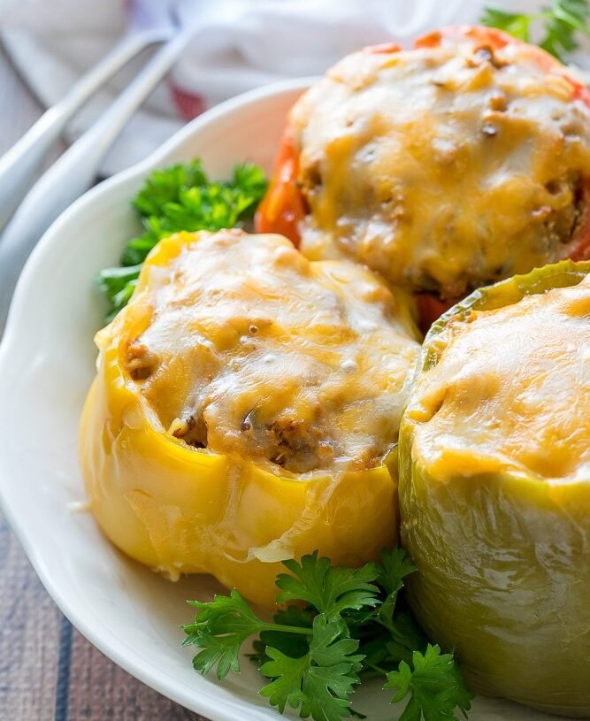 Slow Cooker Steakhouse Stuffed Peppers