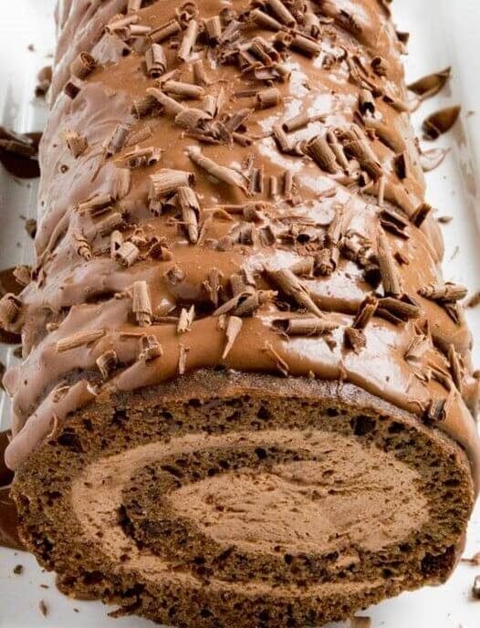 Keto chocolate roll cake
