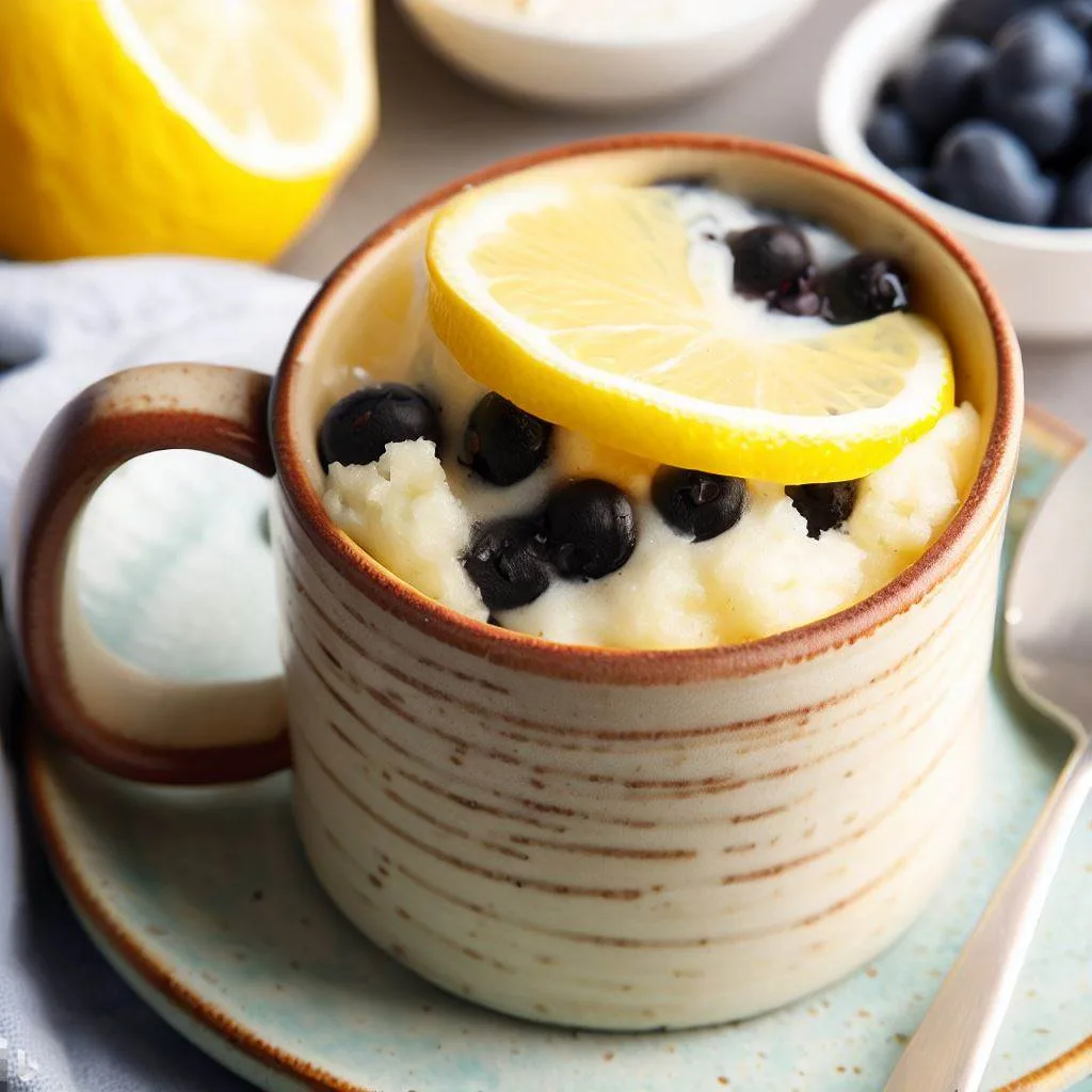 Quick Keto Lemon Blueberry Mug Cake
