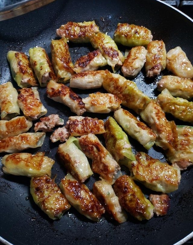 Home Made Potstickers cabbage
