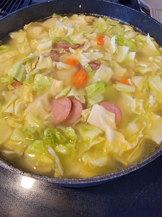 Hearty German Cabbage Soup with Smoked Sausage