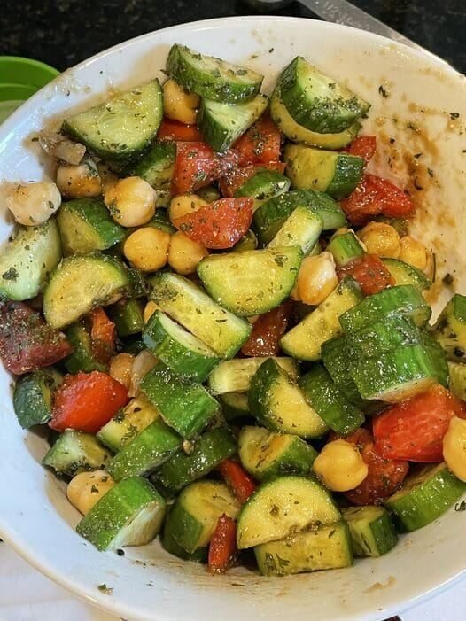 Cucumber Tomato Salad with Balsamic Parsley Dressing