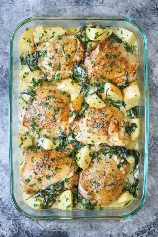 Chicken and Potatoes with Garlic Parmesan Cream Sauce
