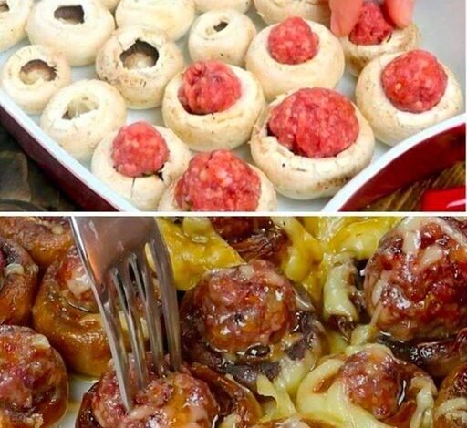 Keto Meatballs stuffed mushrooms