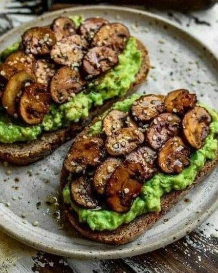 Avocado Garlicky Mushroom Toast