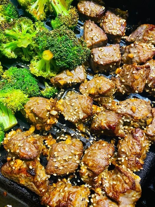 Air Fryer Teriyaki Steak and Broccoli