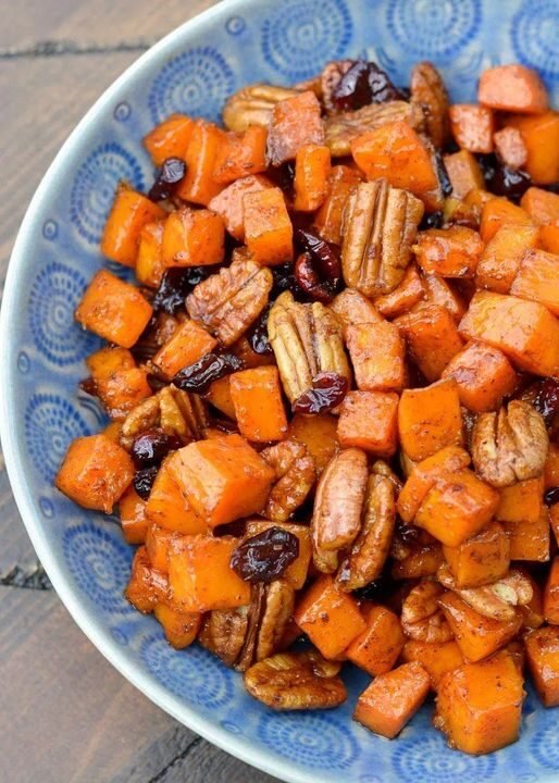 Roasted Butternut Squash with Cranberries and Pecans