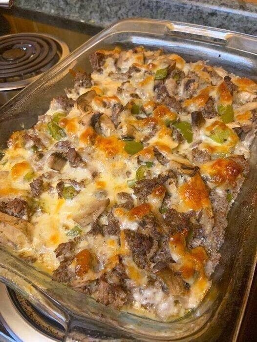 Keto Low-Carb Philly Cheese Steak Casserole😜