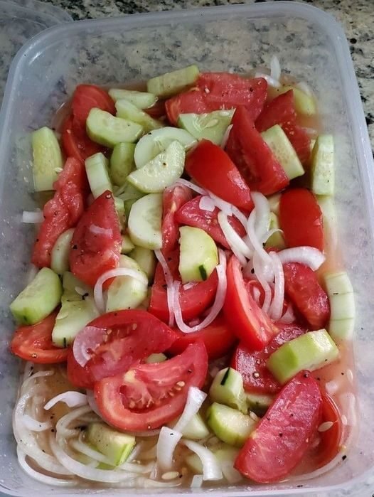 Marinated Cucumbers, Onions and Tomatoes