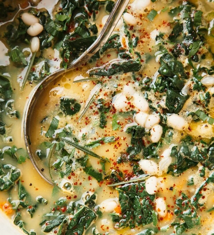 Creamy White Bean Soup with Kale, Rosemary & Lemon