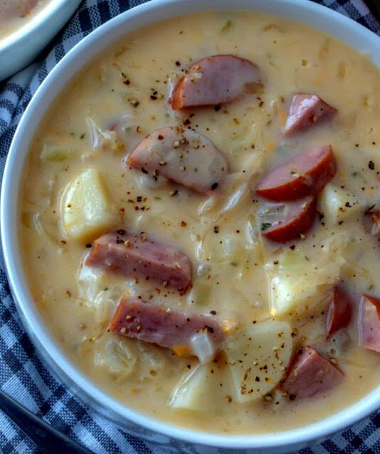 Keto Kielbasa Soup with Cauliflower