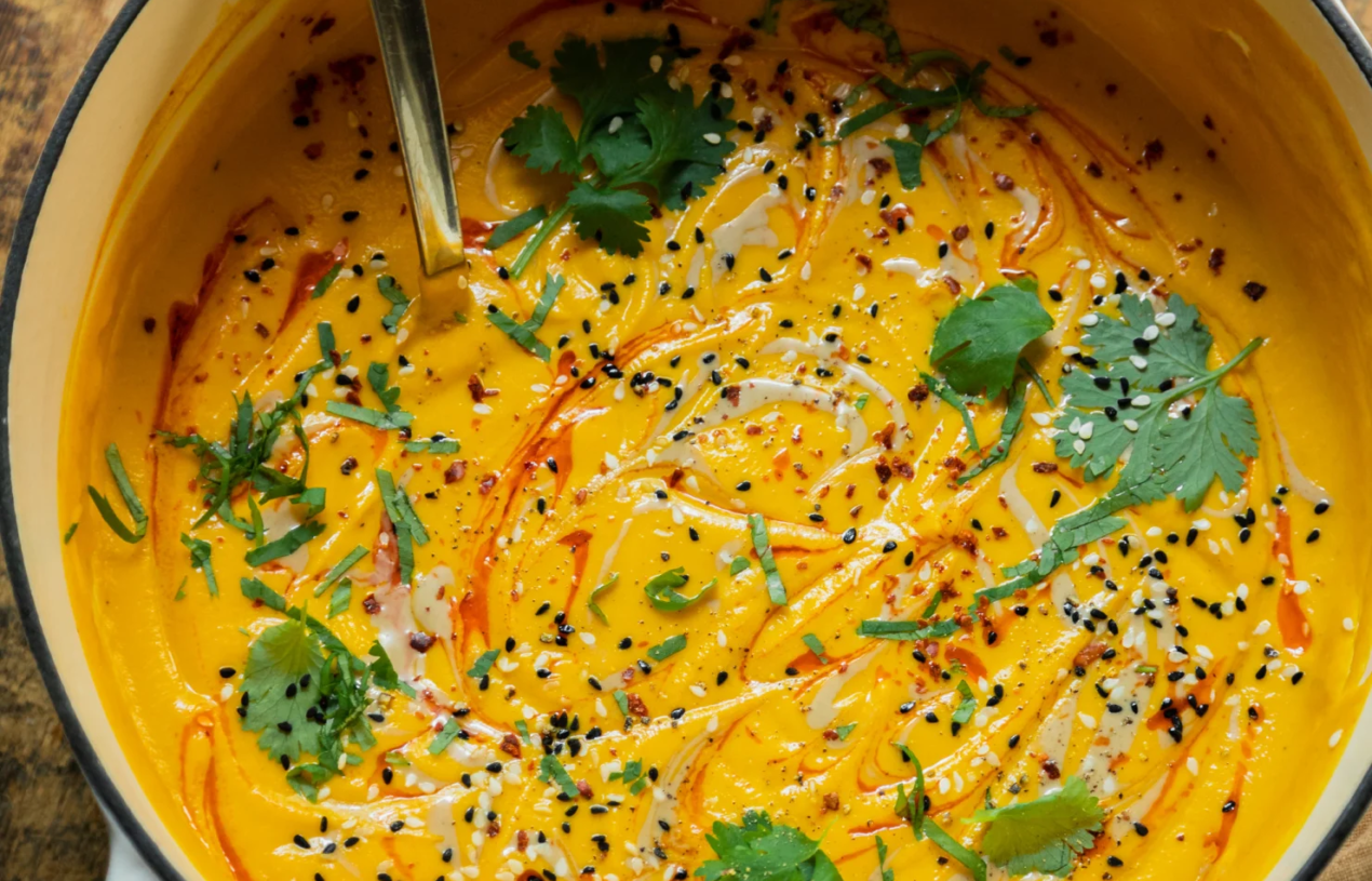 Spicy Sesame Carrot Soup with Red Lentils