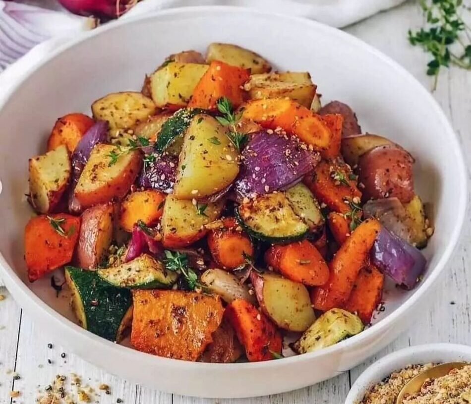 Roast Vegetables with Red Onion & Dukkah