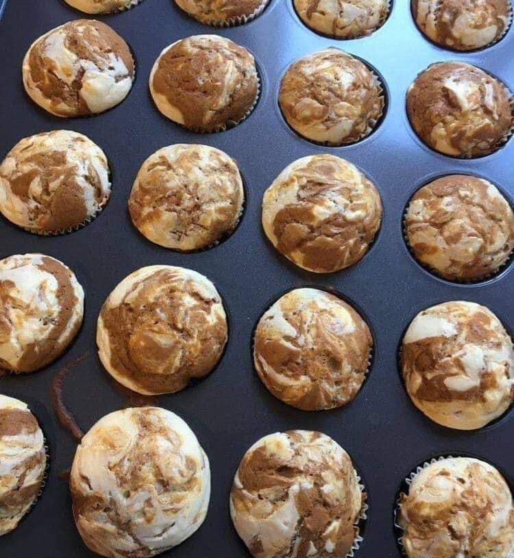 Double chocolate peanut butter swirl muffins
