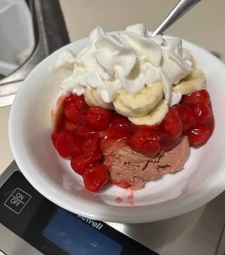 chocolate cherries topped with cream