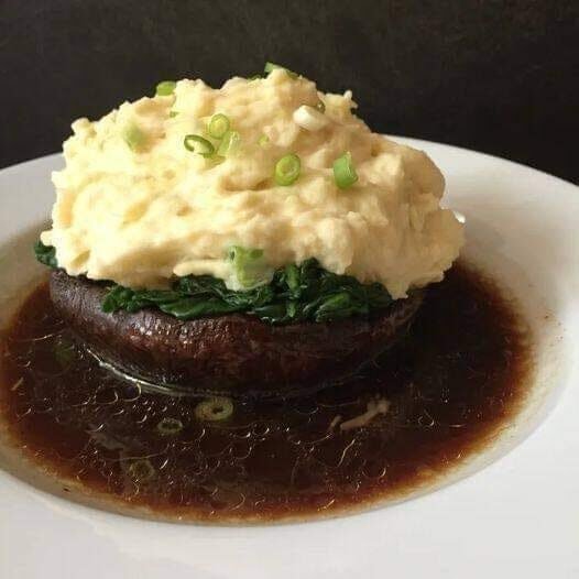 Portobello Mushroom Mashed Potatoes and Spinach