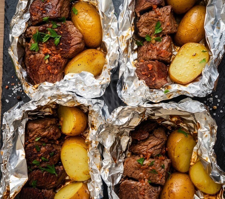 Garlic Steak & Potato Foil Packets