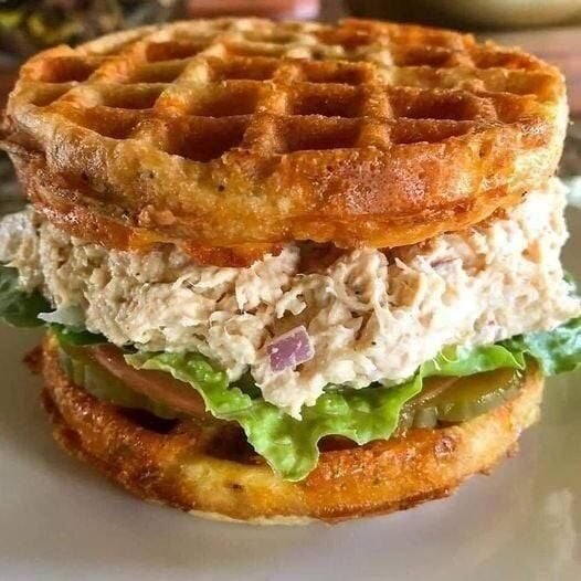 Chicken salad chaffle sandwich