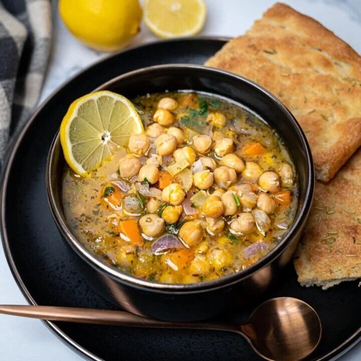 Vegan Greek Chickpea Soup with Lemon