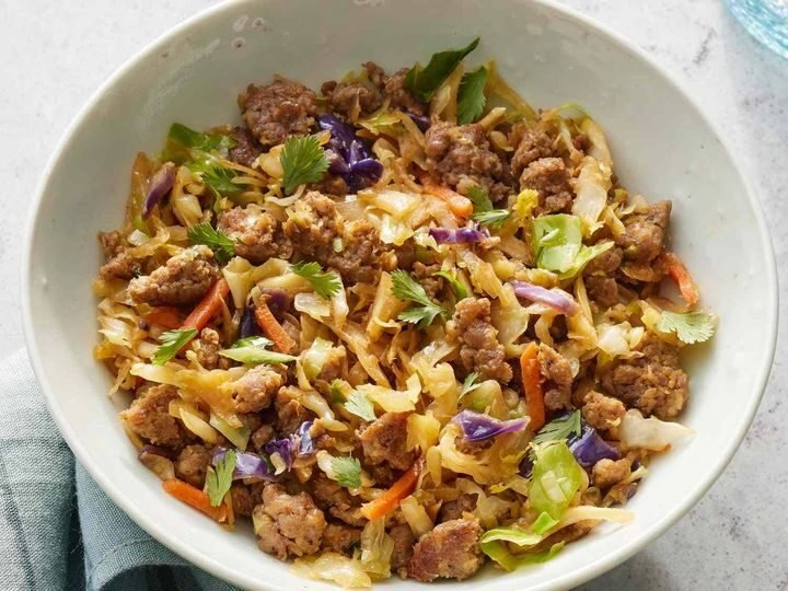 Homemade egg roll in a bowl