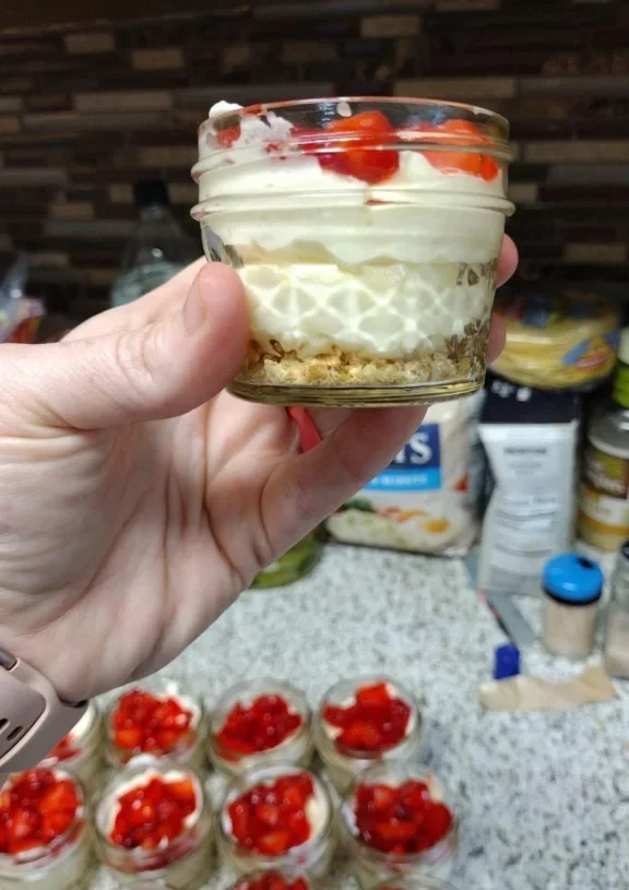 No Bake Strawberry Cheesecake in a Jar