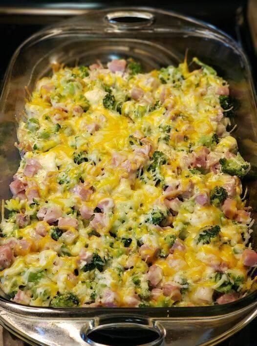 Cheesy Broccoli and Ham Casserole: