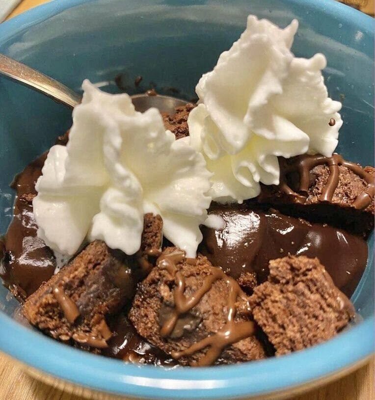 No Bake Hot Fudge Brownie – six points for the entire bowl on Weight Watchers