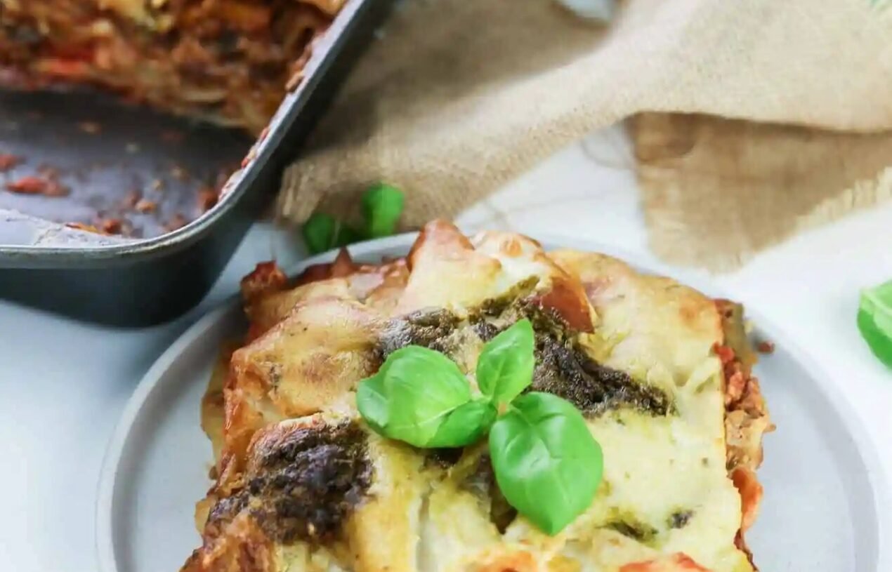 VEGGIE LASAGNA WITH PESTO AND MOZZARELLA SAUCE RECEIPE