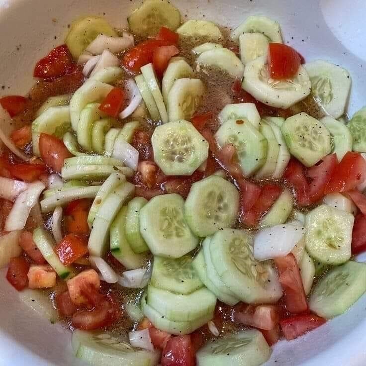 MARINATED CUCUMBERS, ONIONS, AND TOMATOES