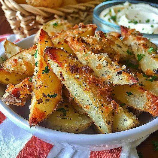 Vegan Baked Garlic Parmesan Potato Wedges