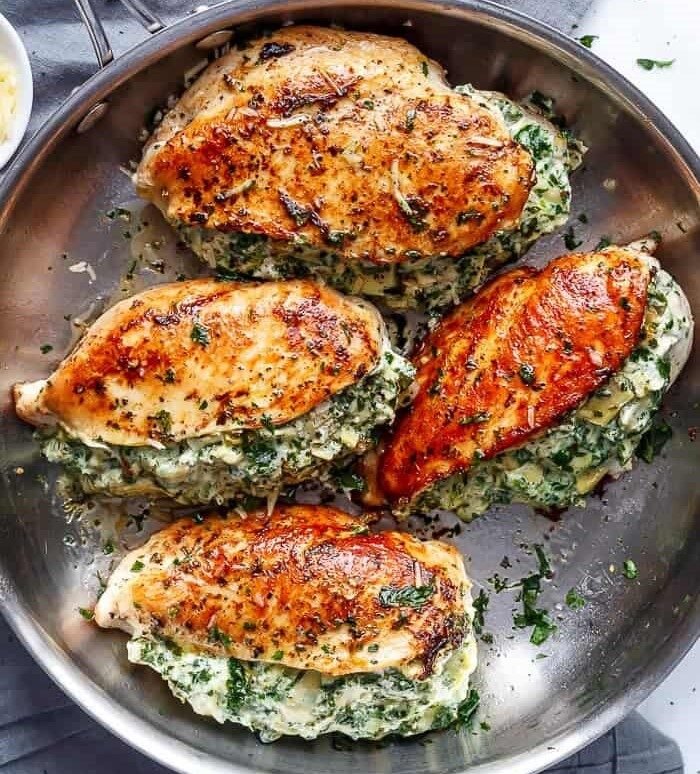 Keto Cheesy Spinach Stuffed Chicken Breast