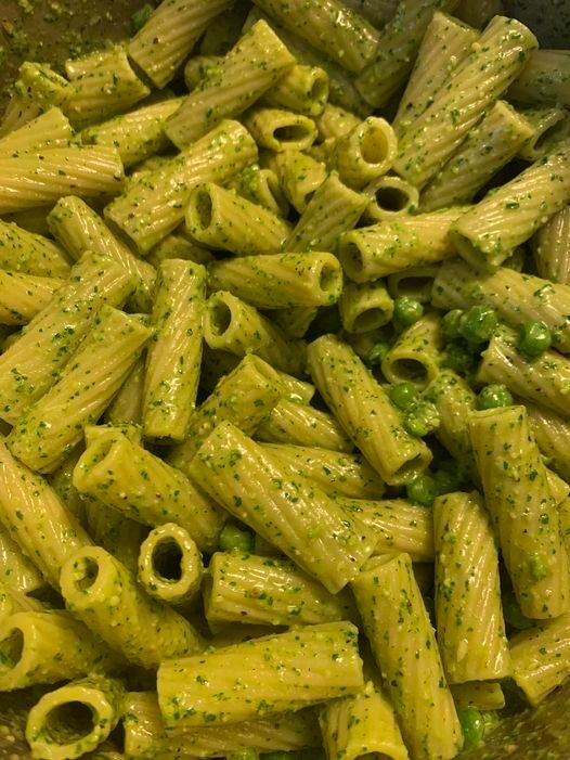 Homemade Vegan Pesto Pasta With Peas