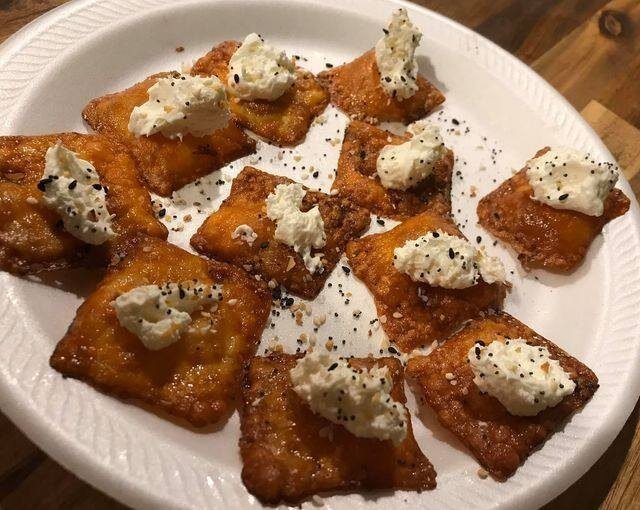 Homemade Keto Cheez-Its with Whipped Cream Cheese