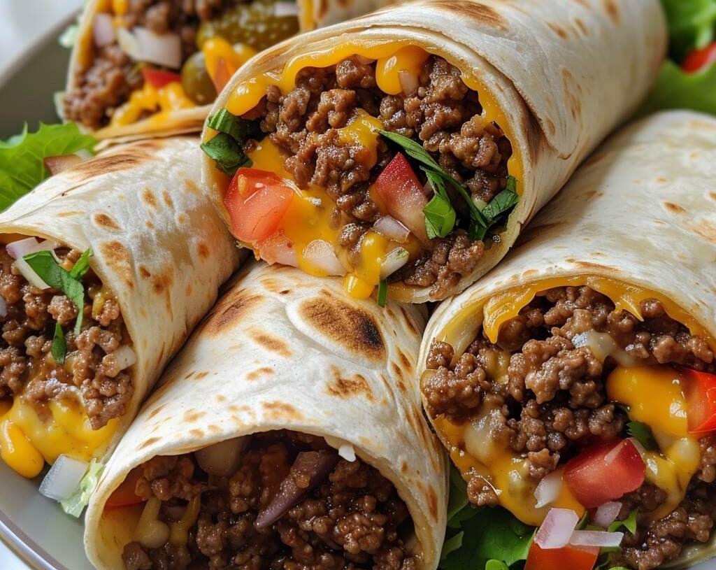 Grilled CheeseBurger Wraps Warm