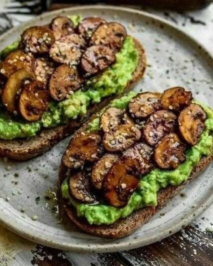 VEGAN AVOCADO GARLICKY MUSHROOM TOAST