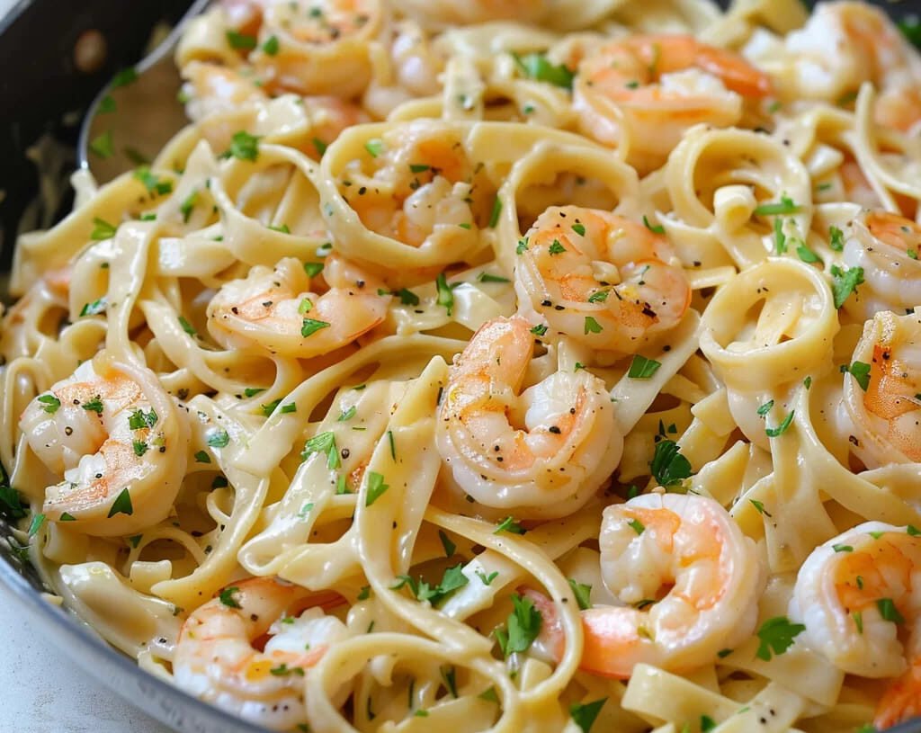 Cooking One Pan Shrimp Fettuccine Alfredo for Beginners