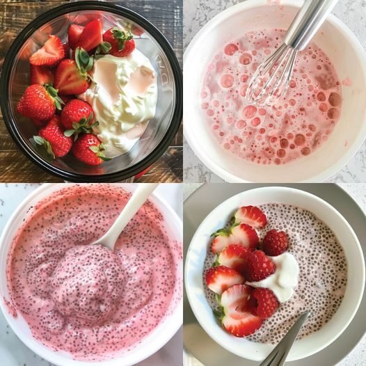 Keto Strawberries and Cream Chia Pudding