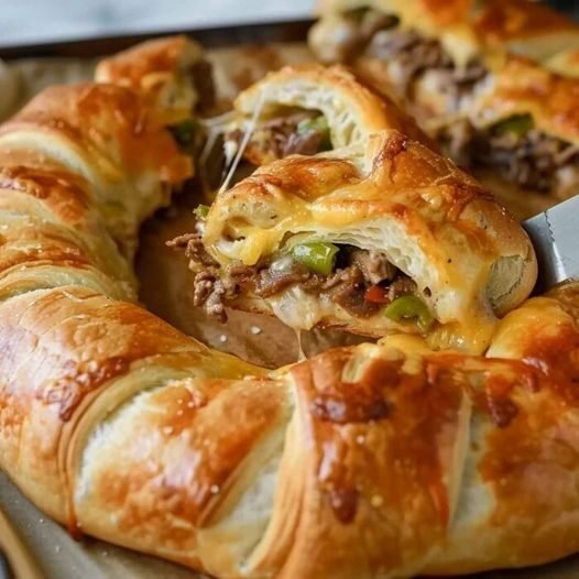 Philly Cheese Steak Crescent Ring