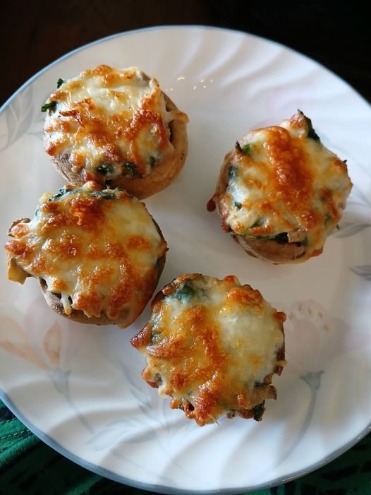 Air Fryer Stuffed Mushrooms with Spinach