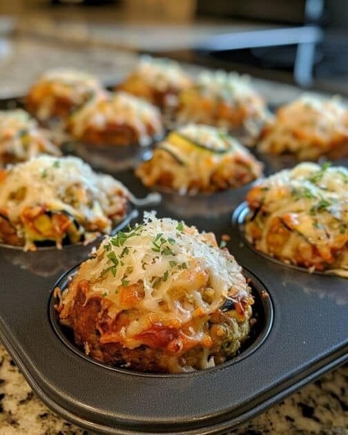 Zucchini Parmesan Meatloaf Cups