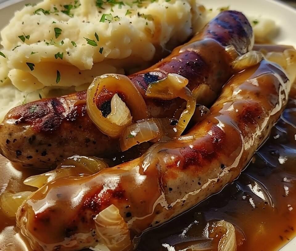 Weight Watchers Sausage and Mash with Onion Gravy