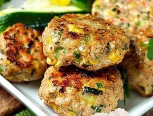 Savory Chicken Zucchini and Fresh Corn Burgers