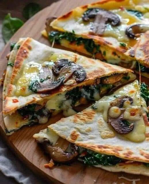 Baked Spinach Mushroom Quesadillas