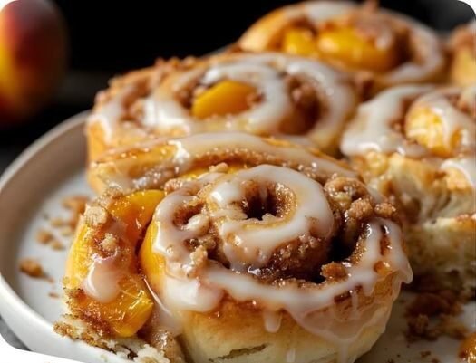 Peach Cobbler Cinnamon Rolls