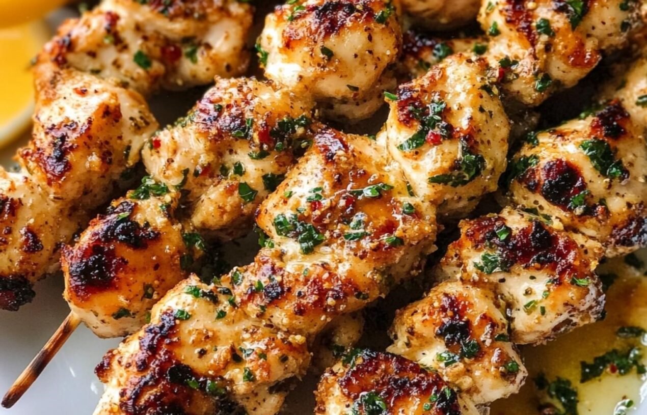 Keto Garlic Parmesan Chicken Skewers