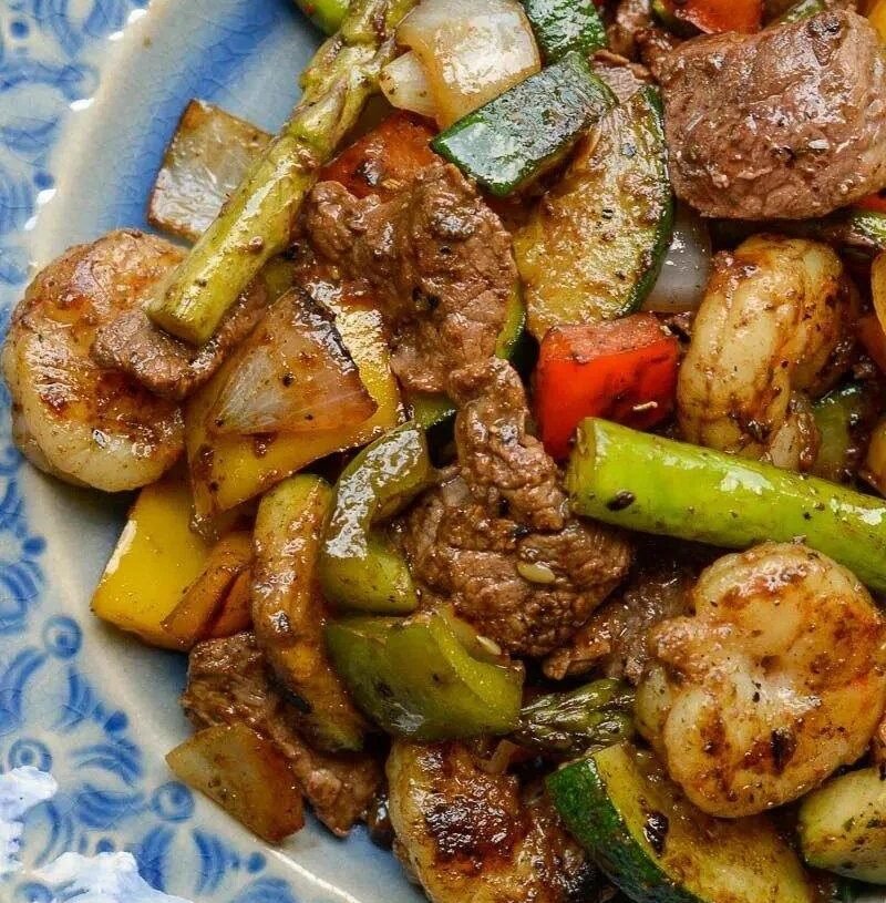 Steak and Shrimp Skillet