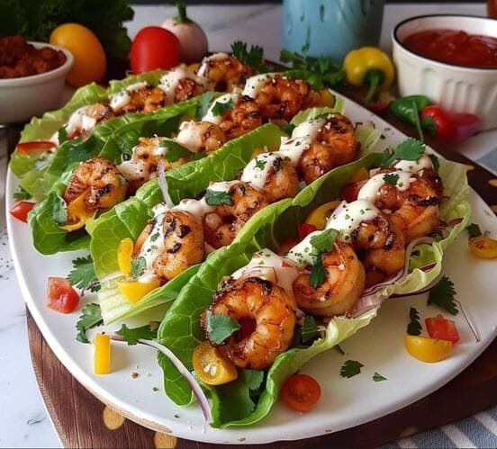 Taco Shrimp Lettuce “Boats”