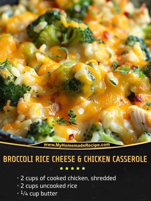 Broccoli, Rice, Cheese, and Chicken Casserole