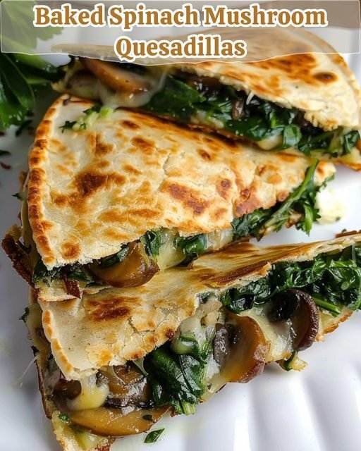 Baked Spinach Mushroom Quesadillas